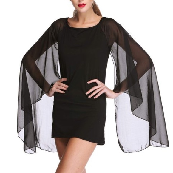 Super short sheer bell sleeve mod dress - Picture 3 of 4